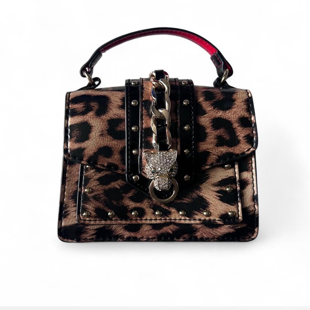 Aldo Leopard Print Mini Bag with Chain Accent